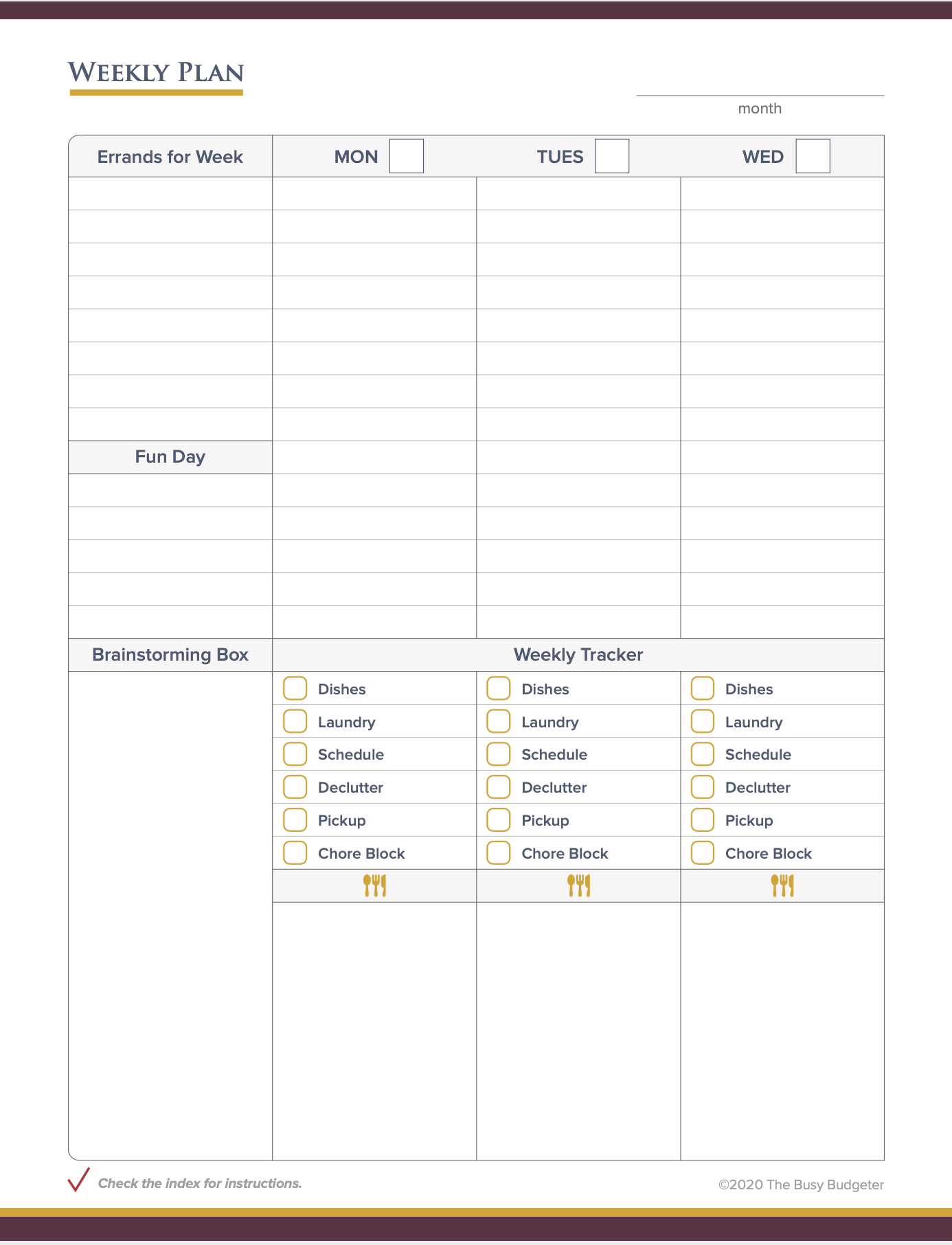weekly plan page 