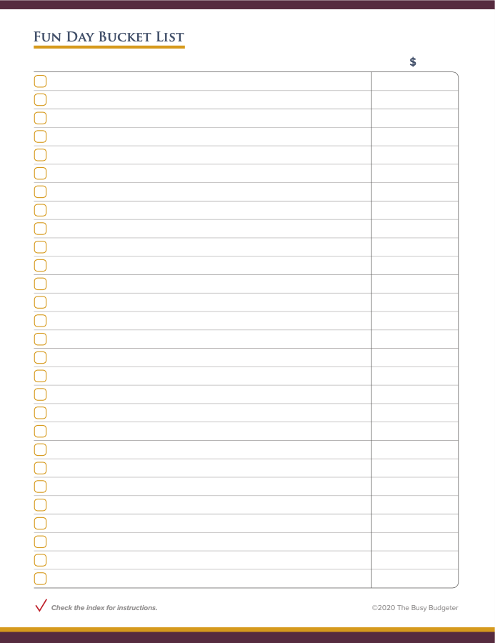 fun day bucketlist