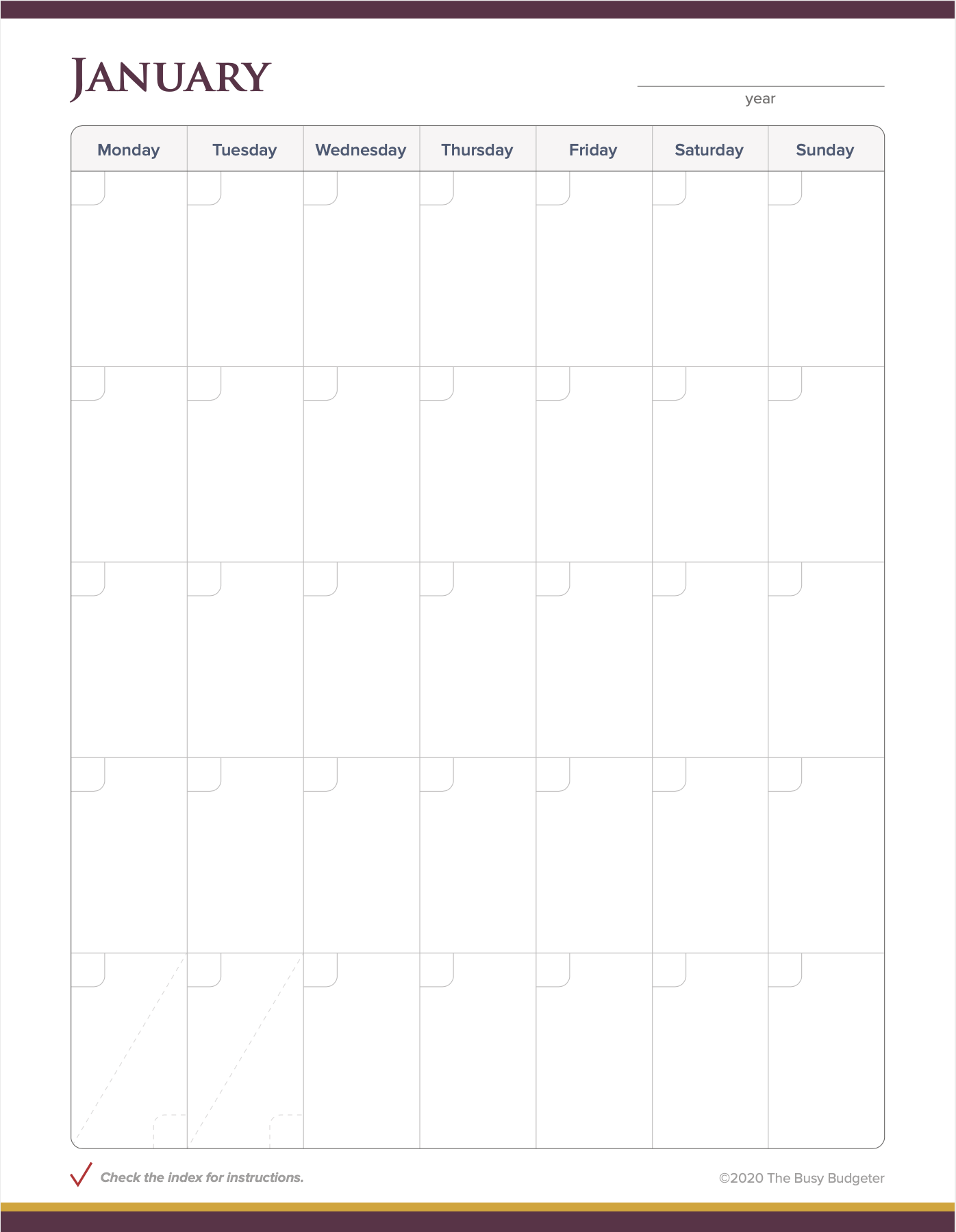 Monthly calendar
