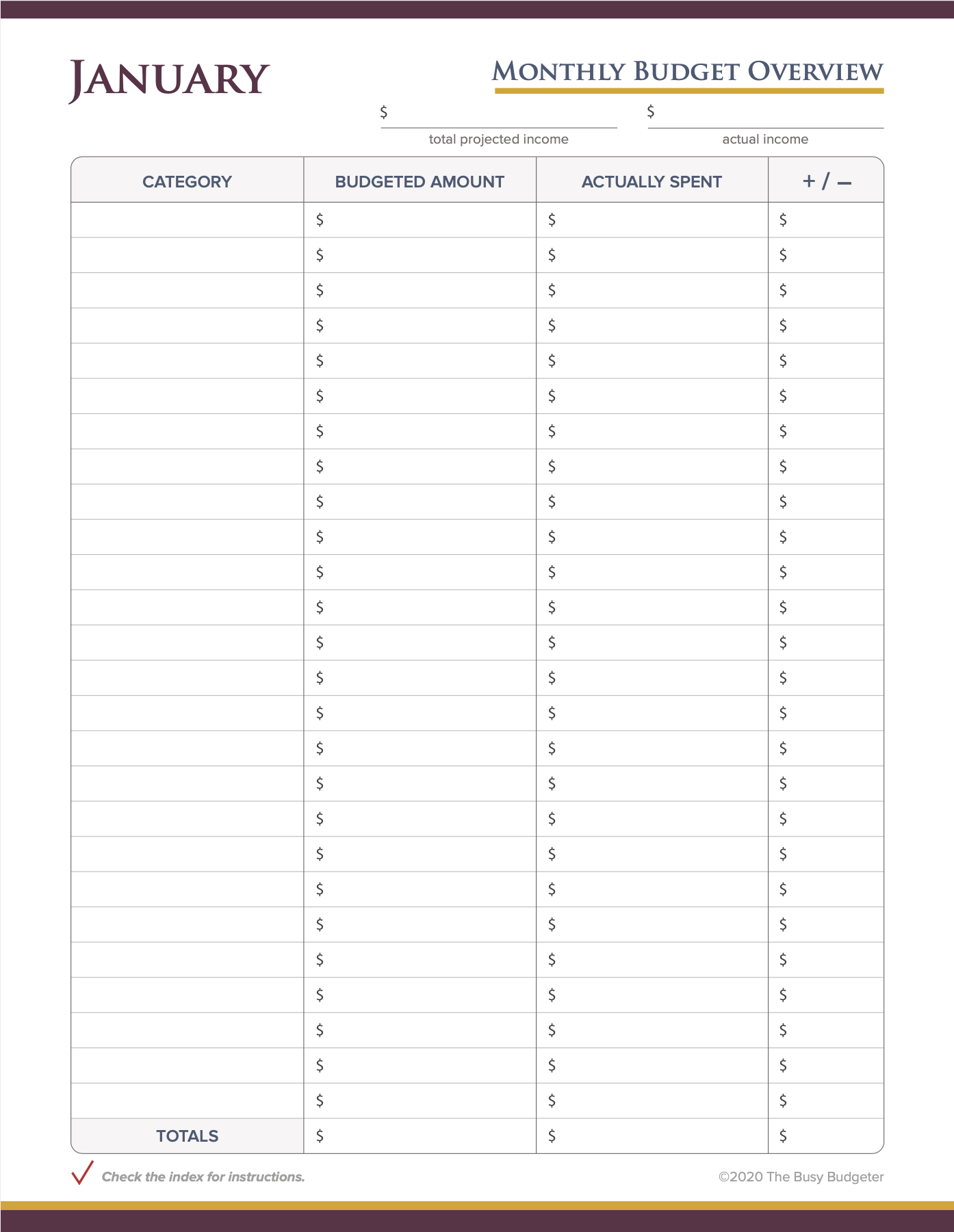 Monthly Budget Overview